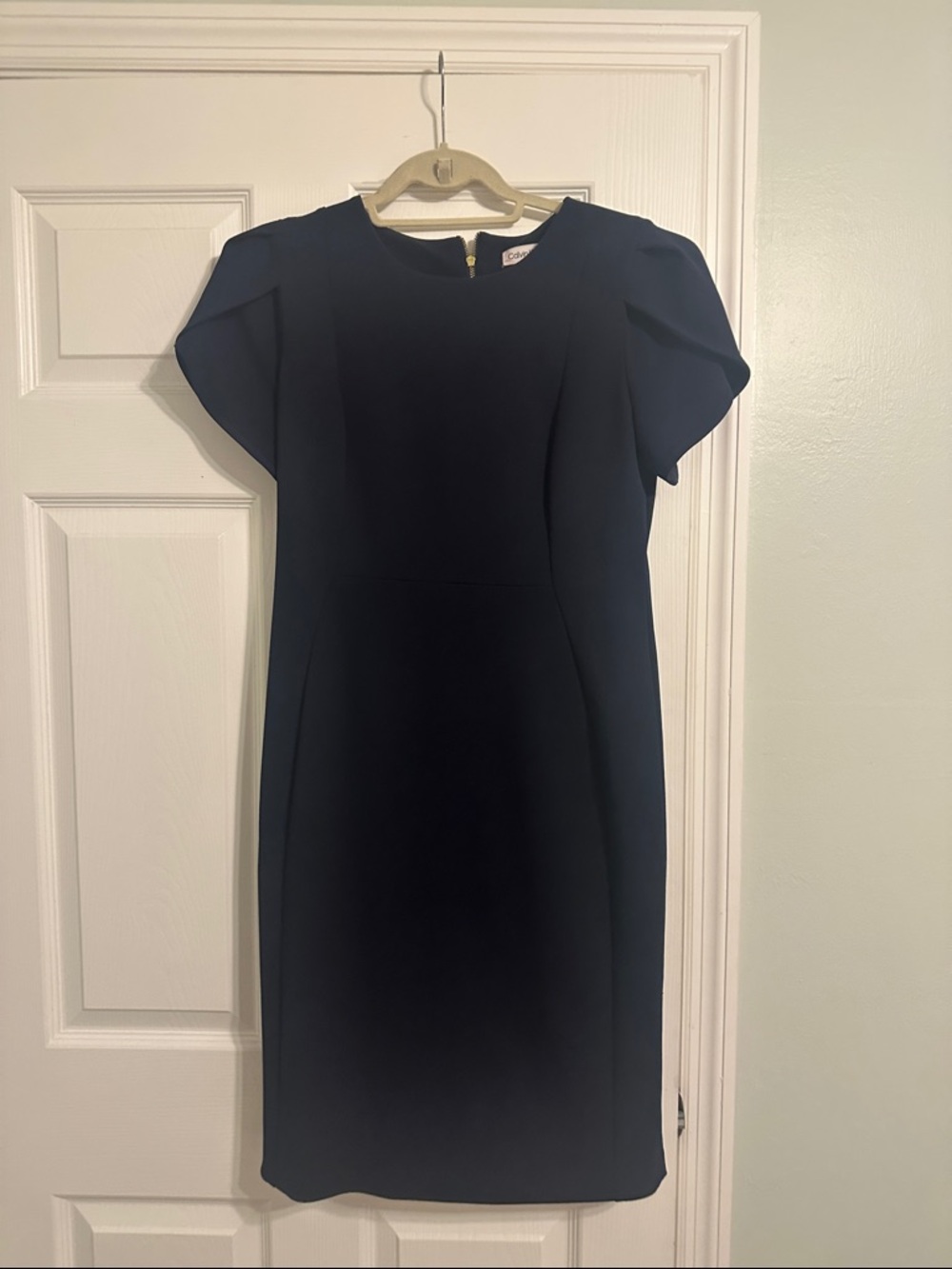 Calvin Klein Navy Blue Midi Sheath Dress